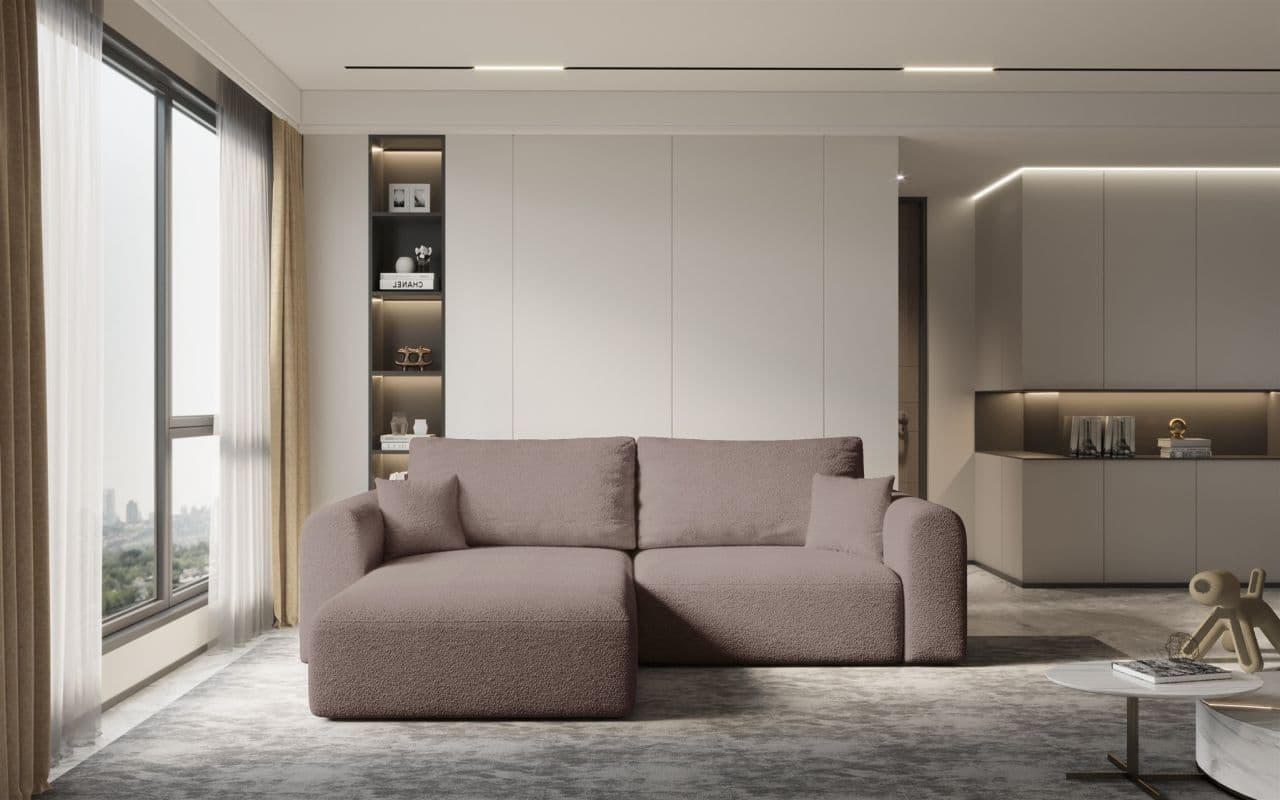 Ecksofa Sofa Flavio Mit Schlaffunktion Stoff Abriamo Altrosa Ottomane Links