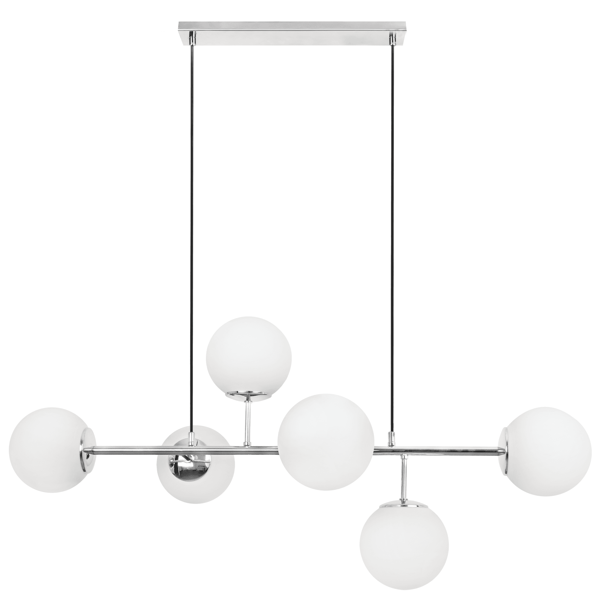 Siena Deckenleuchte Chrom 6 Flacher Weisser Lampenschirm E14 Lange Arme