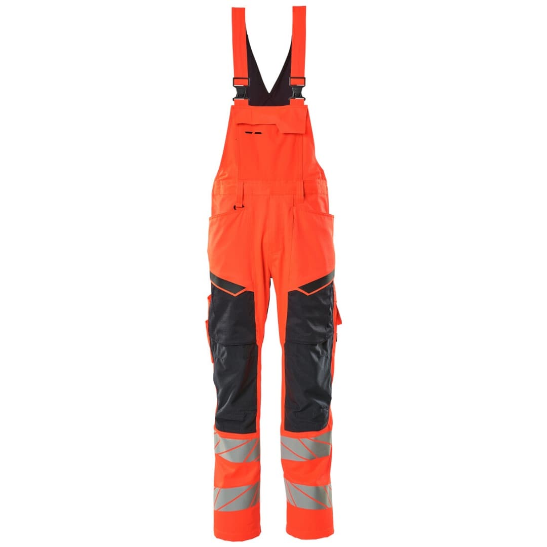 Warnschutz Latzhose 19569-236-22210 Gr. 90c56 Hi-vis Rot/schwarzblau - Mascot