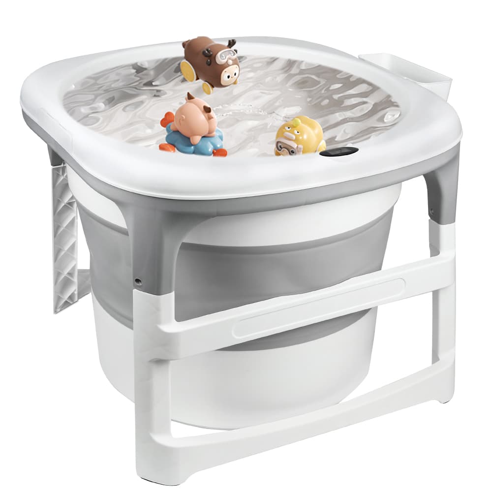 Haloyo - Baby Badewanne Mit Temperaturanzeige Für Neugeborene Bis 2 Jahre 77x75x67cm Grau