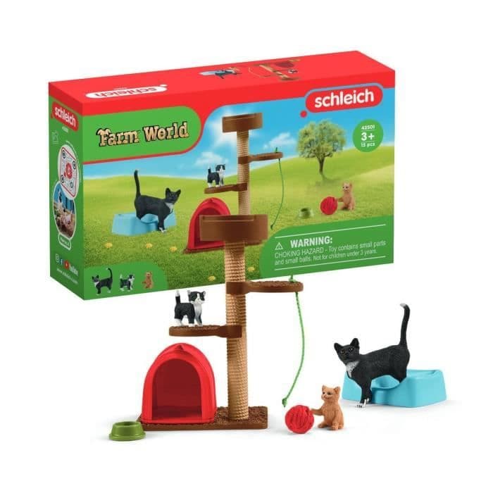Schleich 42501 Farm World Adorable Cat Playset. Animal Figures With Cats. For Children Ages 3 And Up
