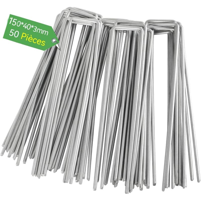 50 Stück Gewebeverschlüsse Zur Unkrautbekämpfung Aus Verzinktem Stahl – 150 X 40 X 3 Mm, Für Garten, Mulch Und Kunstrasen (50 Stück)