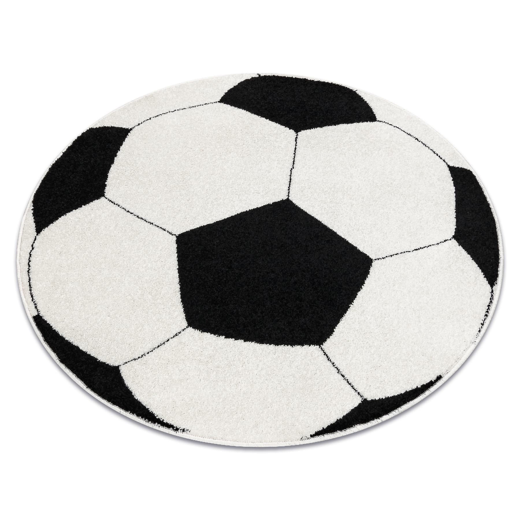 Teppich Silver Kreis Piłka Fußball Schwarz - Weiß Black Rund 80 Cm