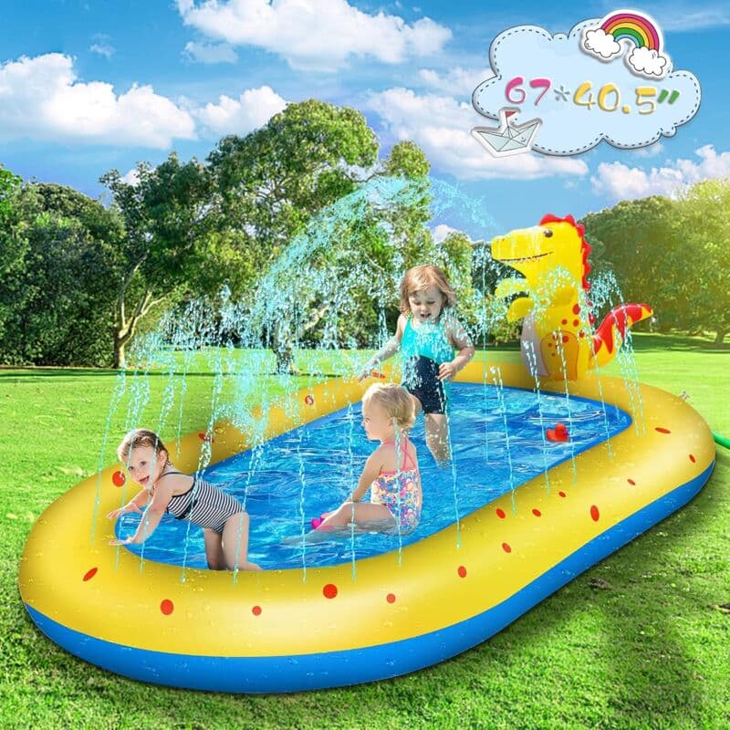 Planschbecken Für Kinder, Aufblasbare Sprinklermatte, Schwimmbecken Für Kleinkinder Ab 3 Jahren Und Splash Pad, Planschbecken Für