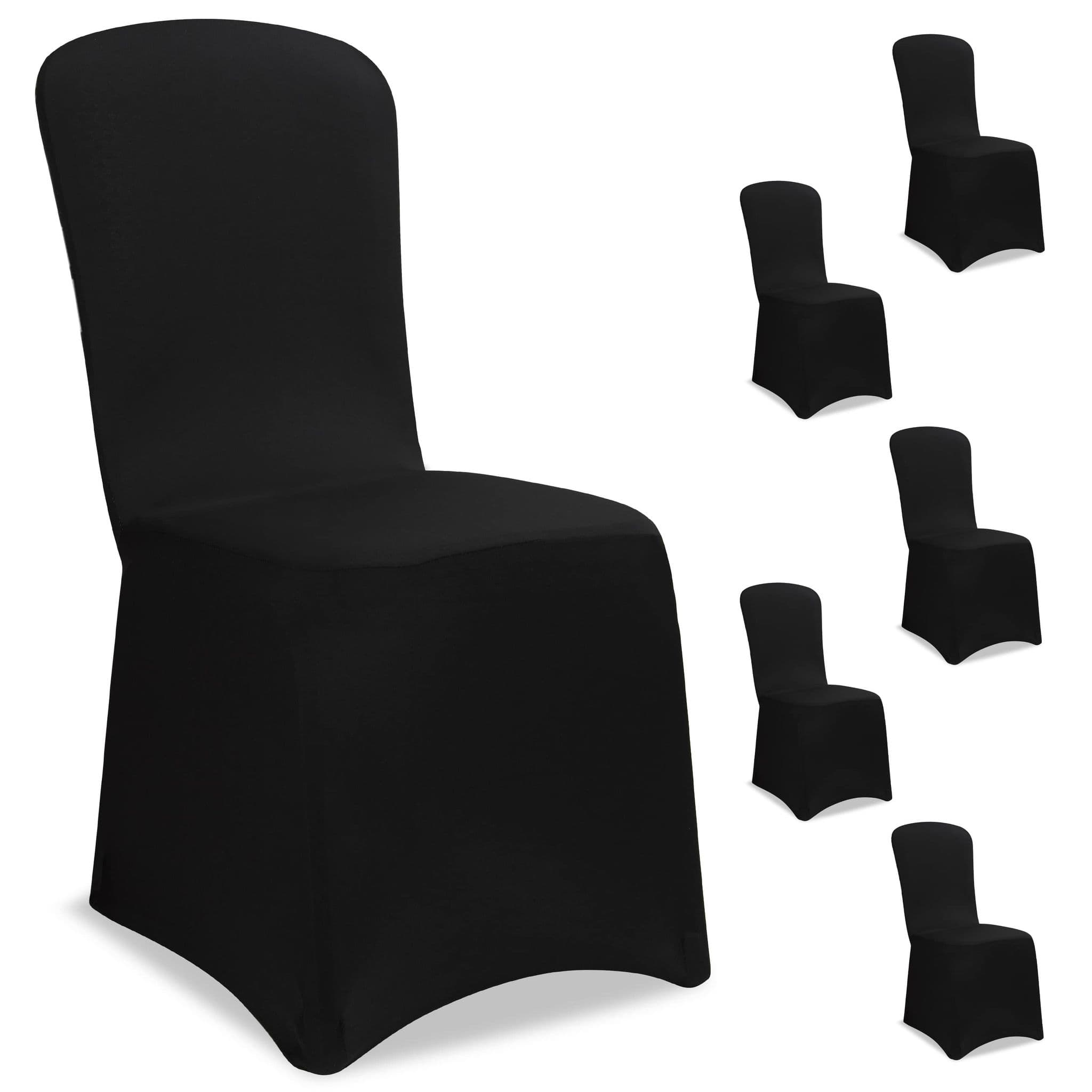 Detex® Stuhlhussen 6er Set Stretch Öko-tex® Zertifiziert Stuhlbezüge Hussen Stühle Bezug Überwurf Hochzeit Weihnachten  Schwarz