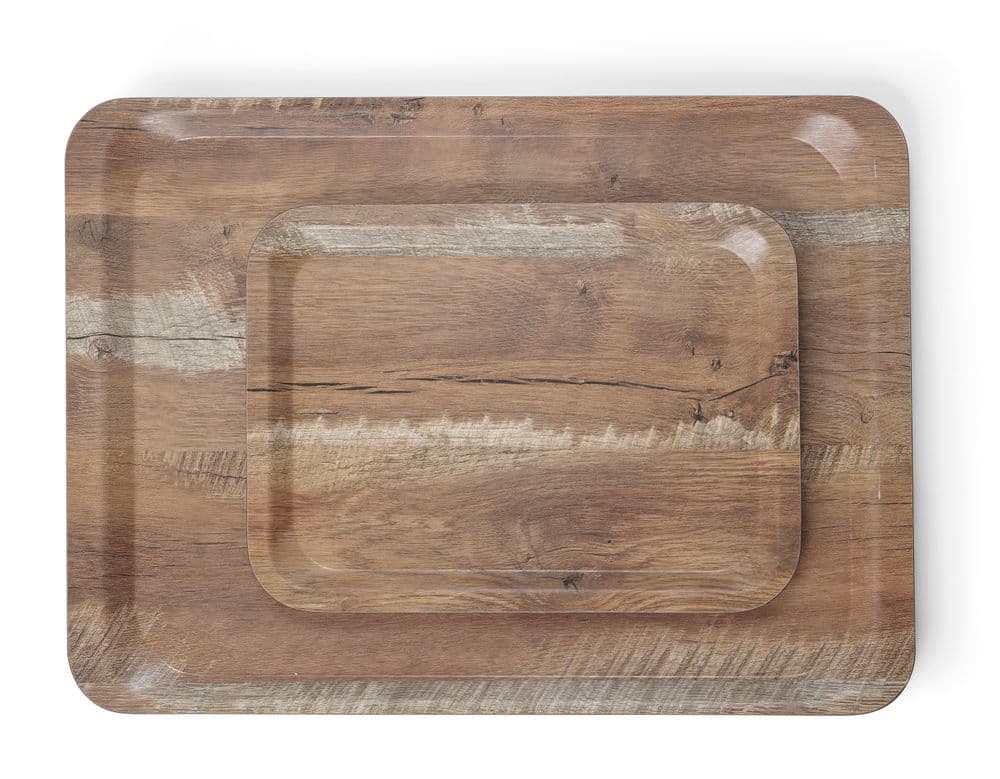 Serviertablett Aus Melamin Mit Holzoptik , Holz, 240x340mm - Hendi