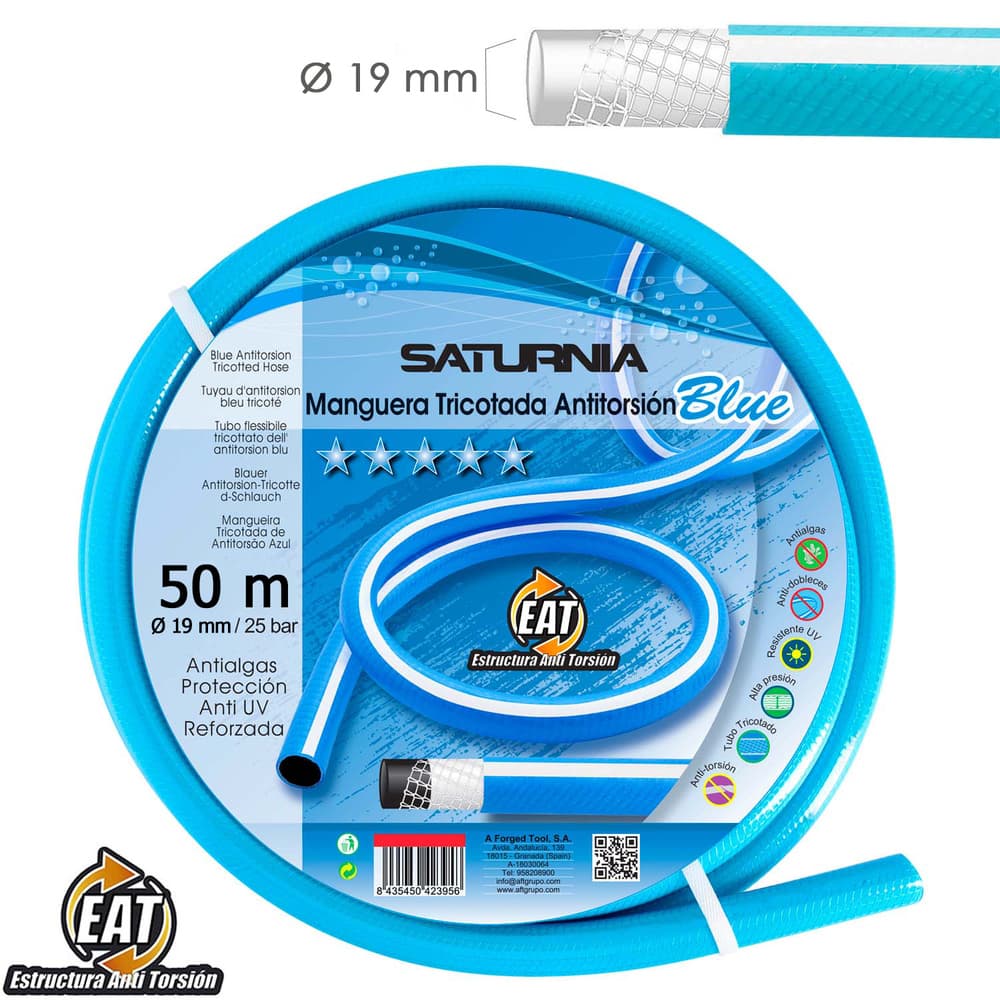 Saturnia - Manguera Tricotada No Torsion Blue Ø 19 Mm. Rollo 50 Metros