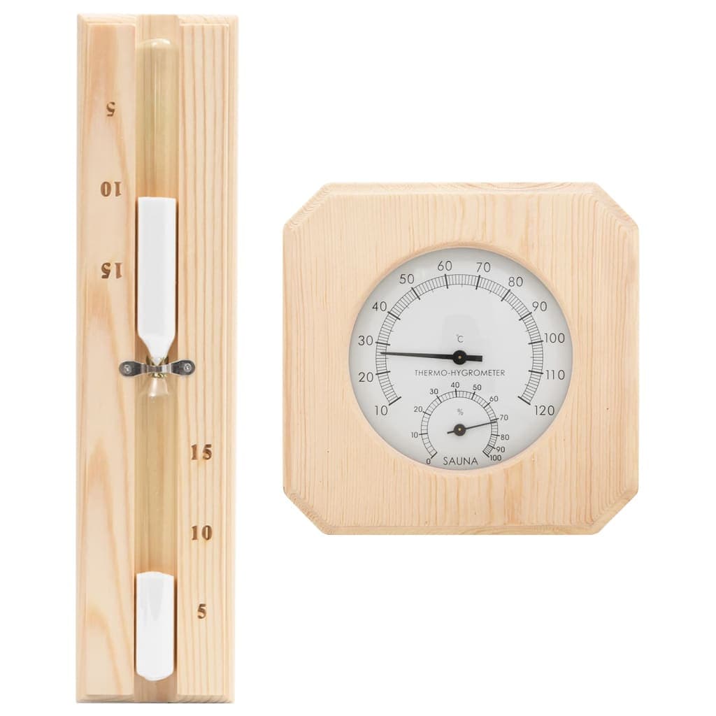2-in-1 Sauna-hygrothermograph Und Sanduhr Set Massivholz Kiefer Vidaxl