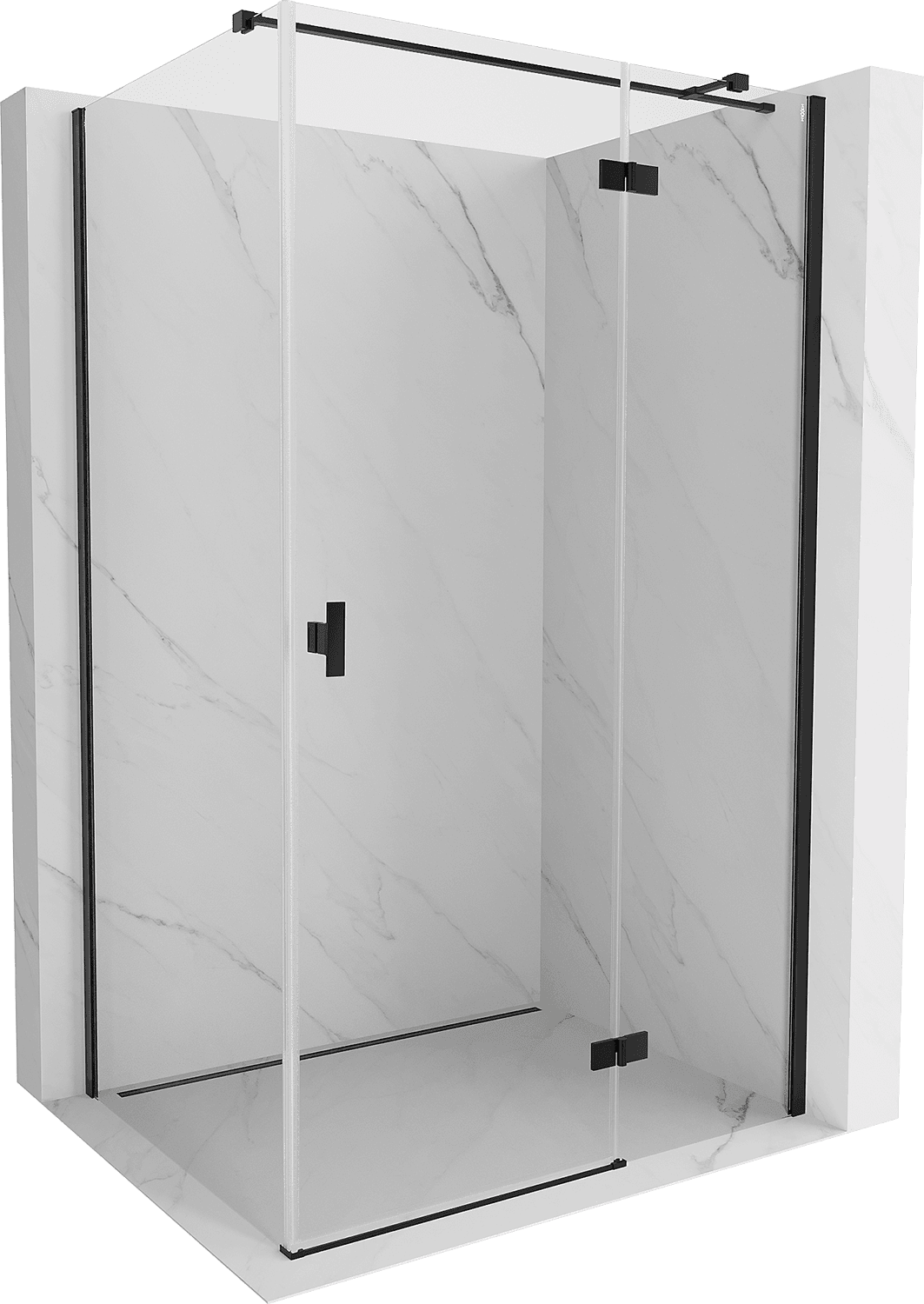 Mist H T Duschkabine Schwenkbar Rechts 90 X 95 Cm, Transparent, Schwarz - 8a5t-090-095-70-00-p - Mexen