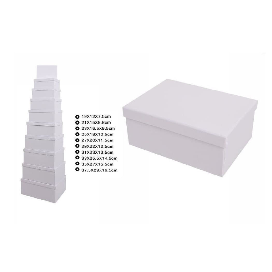 Trade Shop Traesio - Trade Shop - Set 10 Pezzi Scatola Box Für Regali Varia Misure Matrioska Bianche 69288 -