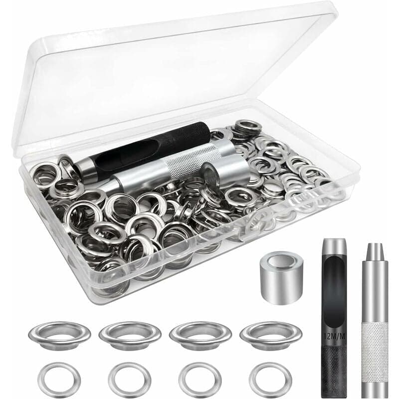 Alovez - Trousse À Illets Outils, Ensembles Oeillets 100 Set, Oeillets Pour Baches, Kit De Grommets Eyelets, Pour Toile Bache Tente De Réparation
