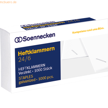 Soennecken Heftklammern 3151 24/6 verzinkt 1000 Stück