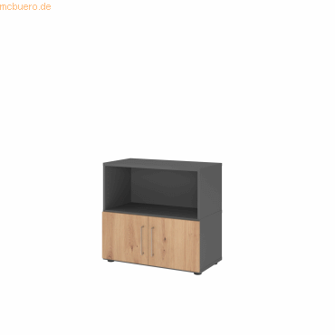 mcbuero.de Regal FlexWall Türen 2OH graphit/asteiche