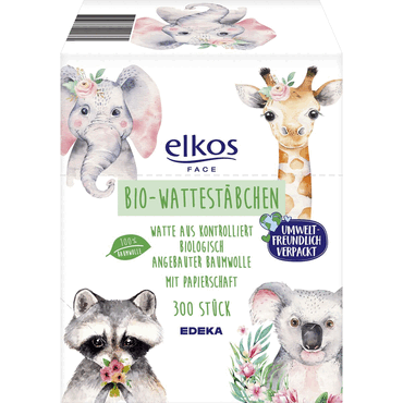 elkos Bio-Wattestäbchen - 300 Stück.