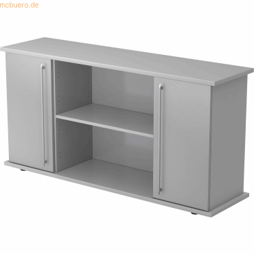mcbuero.de Sideboard SB 2OH 2 Türen BxTxH 166,1x44,8x84cm Griff RE Gra