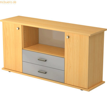 mcbuero.de Sideboard SB 2OH 2 Schübe BxTxH 166,1x44,8x84cm Griff SG Bu
