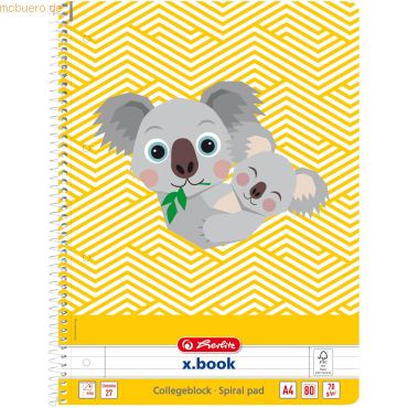 5 x Herlitz Spiralblock A4 70g/qm 80 Blatt Lineatur 27 Koala