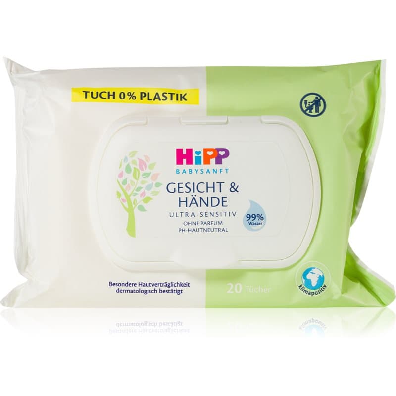 Hipp Babysanft Face & Hands feuchte Feuchttücher für Kinder ab der Geburt 20 St.