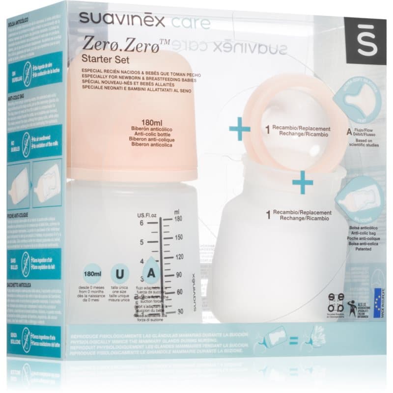 Suavinex Zero Zero Starter Set Geschenkset für Kinder ab der Geburt A Adaptable Flow 0 m+