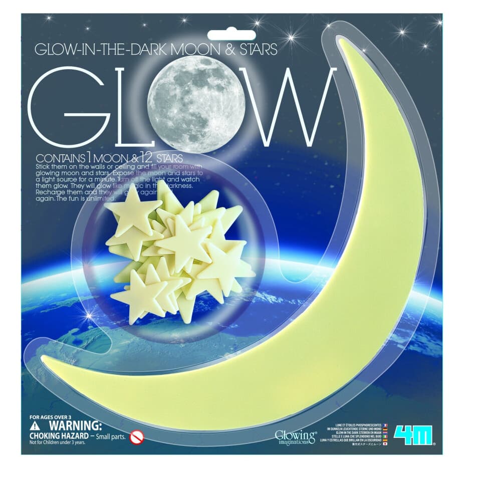 Wanddekoration - 4M - KIDZ LABS - Leuchtende Mond und Sterne - Gelb - Kind - Unisex
