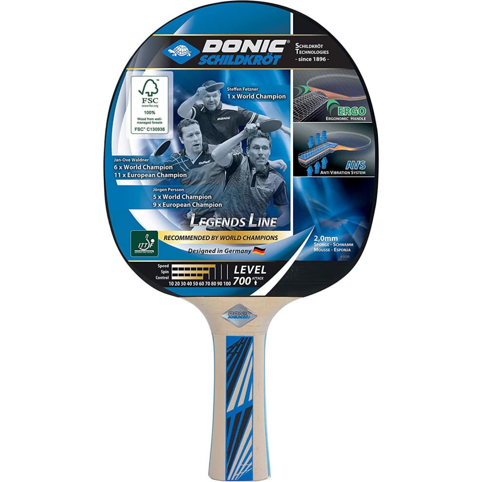 Donic Schildkröt Legends 700 Tischtennisschläger, Ping Pong Schläger-Set für 2 Spieler