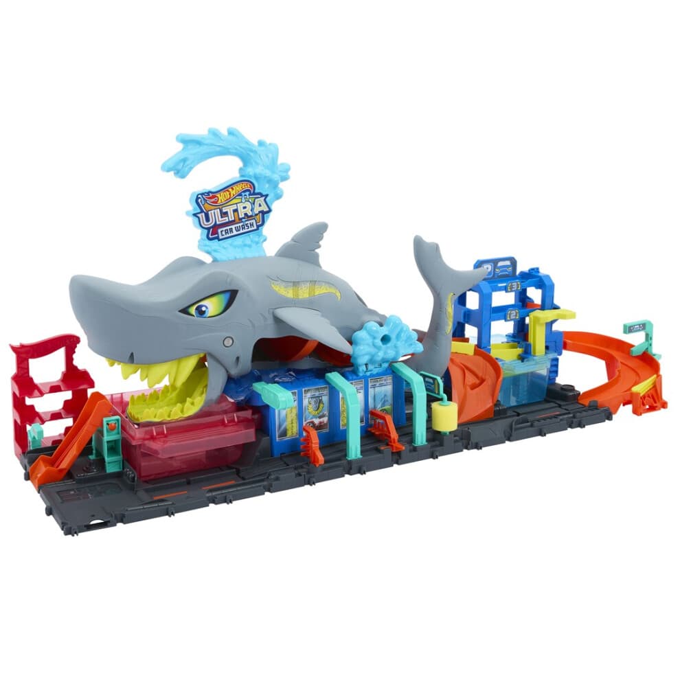 Hot Wheels Stadt-Waschanlage Hai-Farbwechsel Auto-Set HTN82