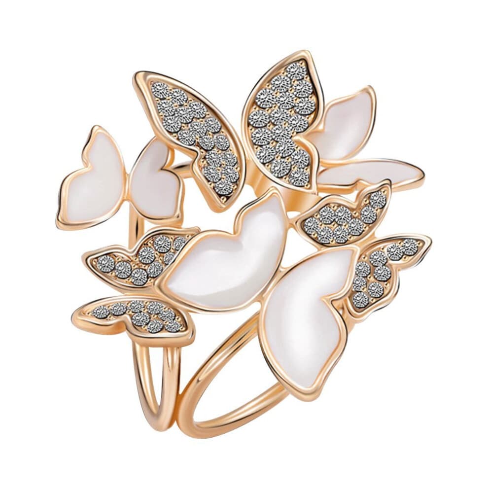 Elegante 3 Ringe Schmetterling Schal Ring Seidenschal Schnalle Clip (golden)