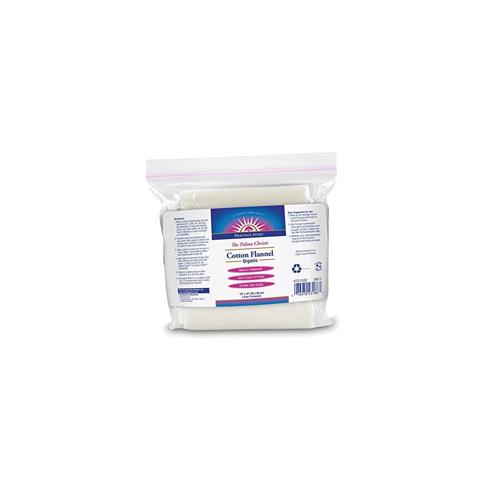 Heritage Store Baumwoll-Bio-Flanell, Verwendung in Rizinusölpackung, natürlich und ungebleicht, genäht in den USA, wiederverwendbar, 13 x 15