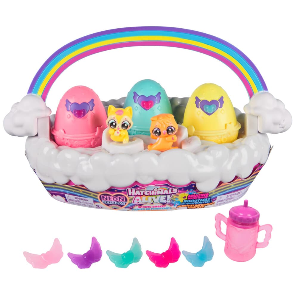 Hatchimals Alive Neon Rainbow Spring Basket Toy (Stile knnen variieren) 3 selbstausbrtende Ostereier. Lustiges Geschenk und Kinderspielzeug fr