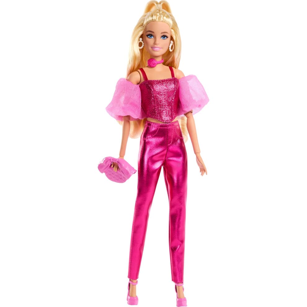 Barbie - Puppe Deluxe Stil - Metallisch rosa Outfit und blonde Haare - Barbie - JFP40