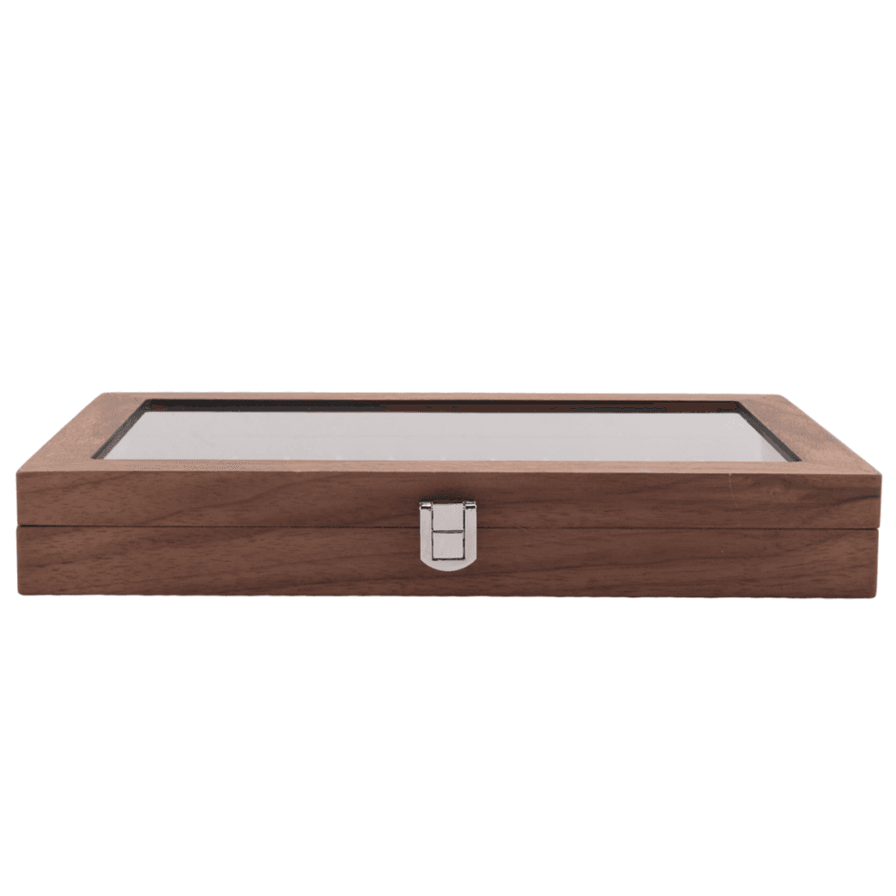 Walnuss-Stiftebox mit 12 Fächern – Wand-Display, staubdicht, rechteckige Füllfederhalter-Box, Geschenk für Studenten, Stiftsammlung