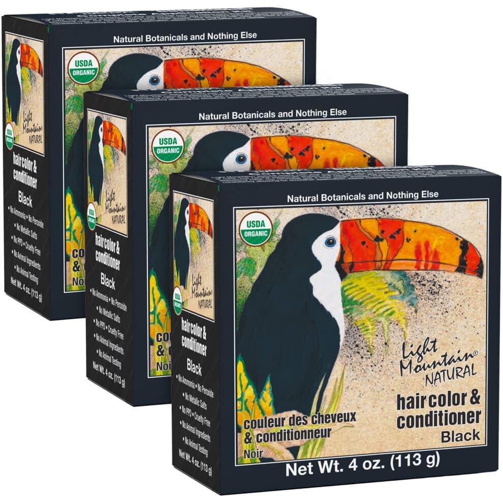Light Mountain, Natürliche Haarfarbe & Conditioner, Schwarz, 4 oz (113 g)