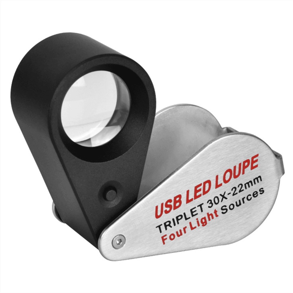 Wiederaufladbare Vier-Farben-Lichtquelle 13LED Lupe Diamant Juwelier