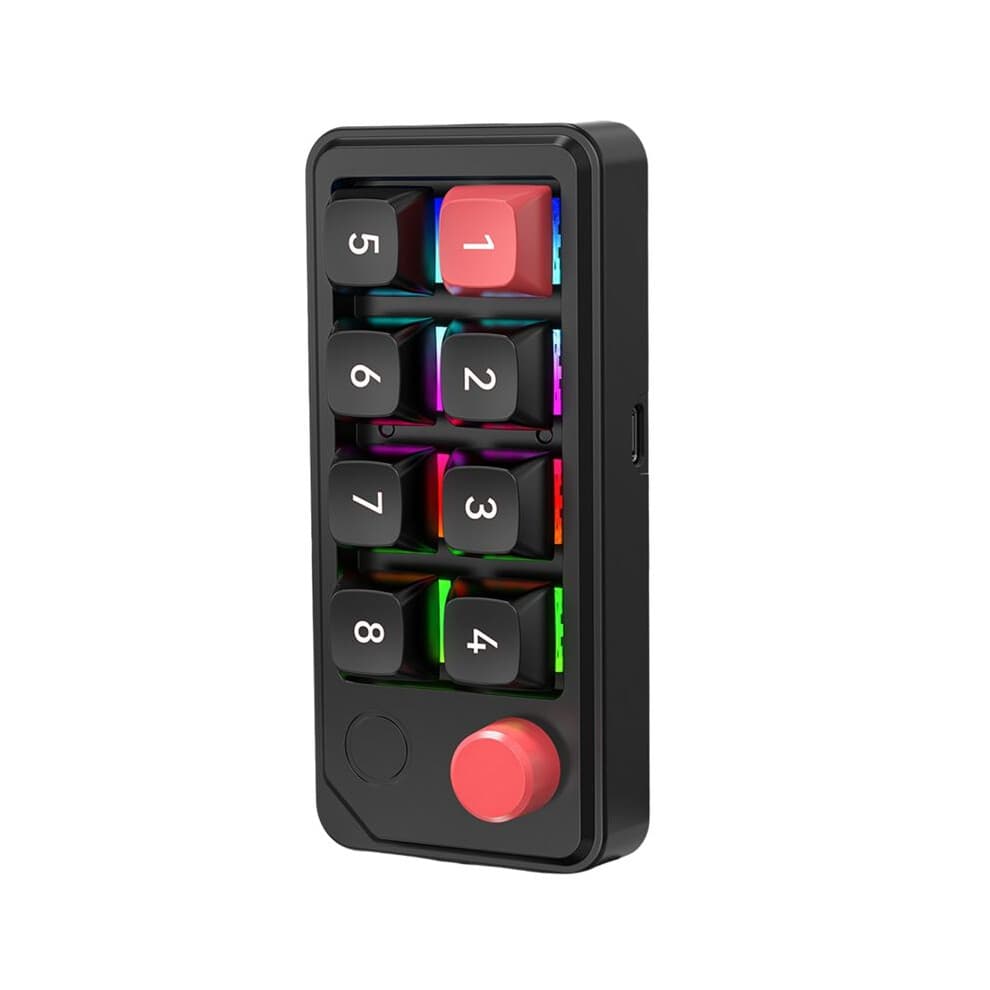 Kabelgebundene -Gaming-Tastatur mit 8 Tasten, Hot-Swap-Fähige Tasten, 12 Lichteffekte, Makrodefinition, Dual-Typ-C für Gamer A