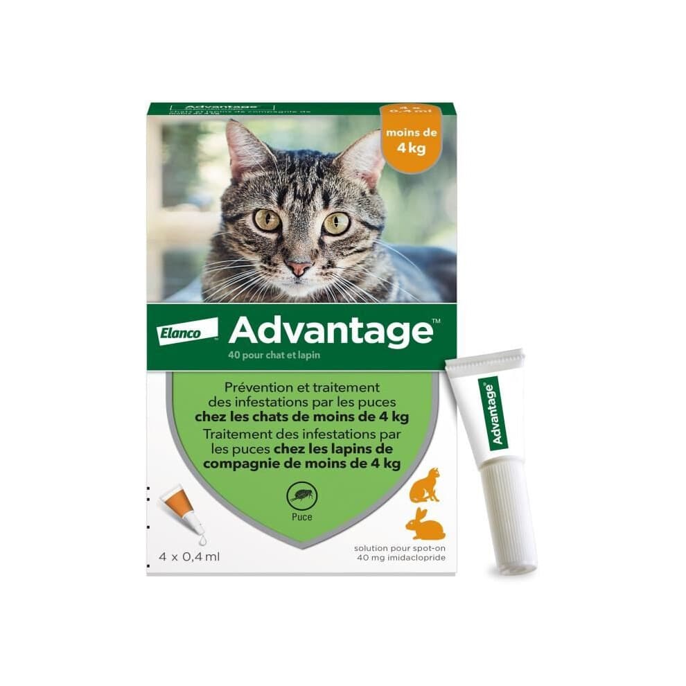 ADVANTAGE Lösung Antiparasit für Katzen und Kaninchen 1 bis 4kg 4 Pipetten