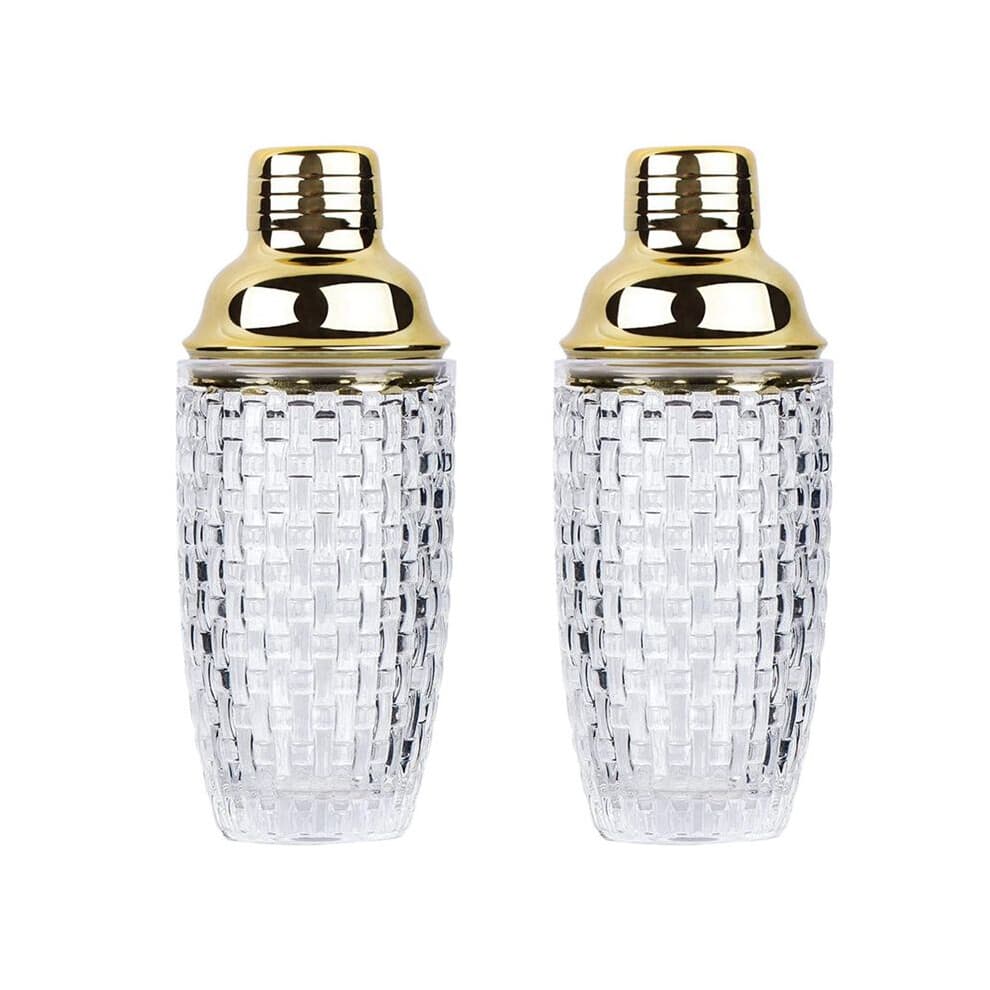 2X 13-Unzen-Glas-Cocktail-Shaker-Set - Glas-Shaker für Cocktails, GeträNke-Shaker, Cocktail-Shaker und Cocktail-Shaker im Gold