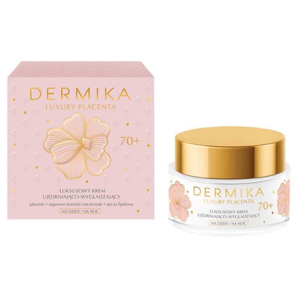 Dermika Luxury Placenta 70+ Luxuriöse straffende und glättende Creme für Tag und Nacht, 50 ml