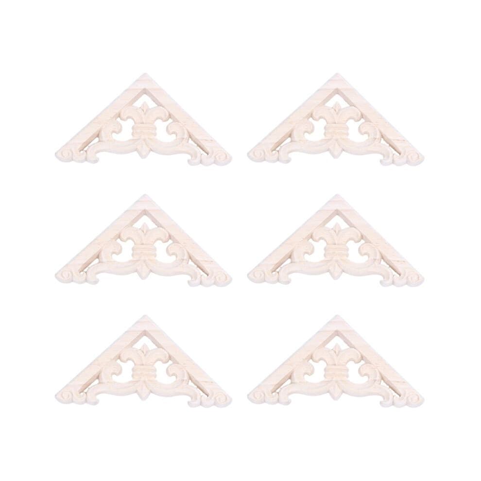 6Stück 8 X 8Cm Holz Geschnitzt Ecke Onlay Applique Decor MöBel Handwerk Unbemalt