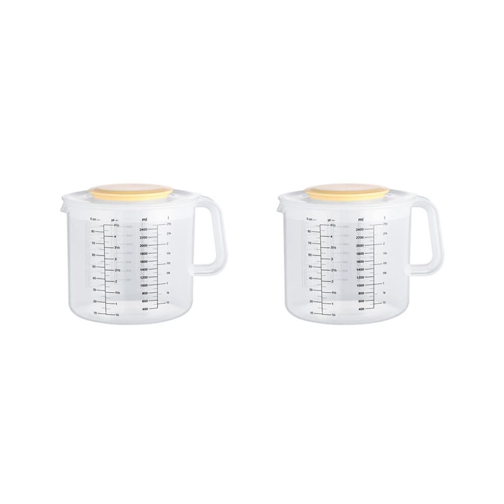 2X Plastikunzen Messbecher und Mischkrug zum Backen mit Deckel Flüssigkeit Messbecher / Glas Im Ml mit Spritzschutz