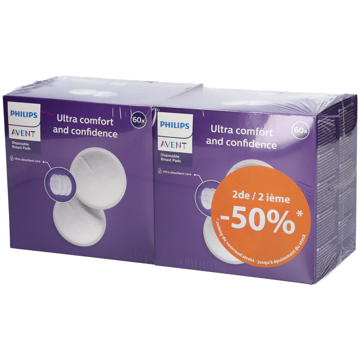 Avent Borstkompressen Wegwerp Dag & Nacht Scf25/21 DUO Promo 2x60 St Kompressen