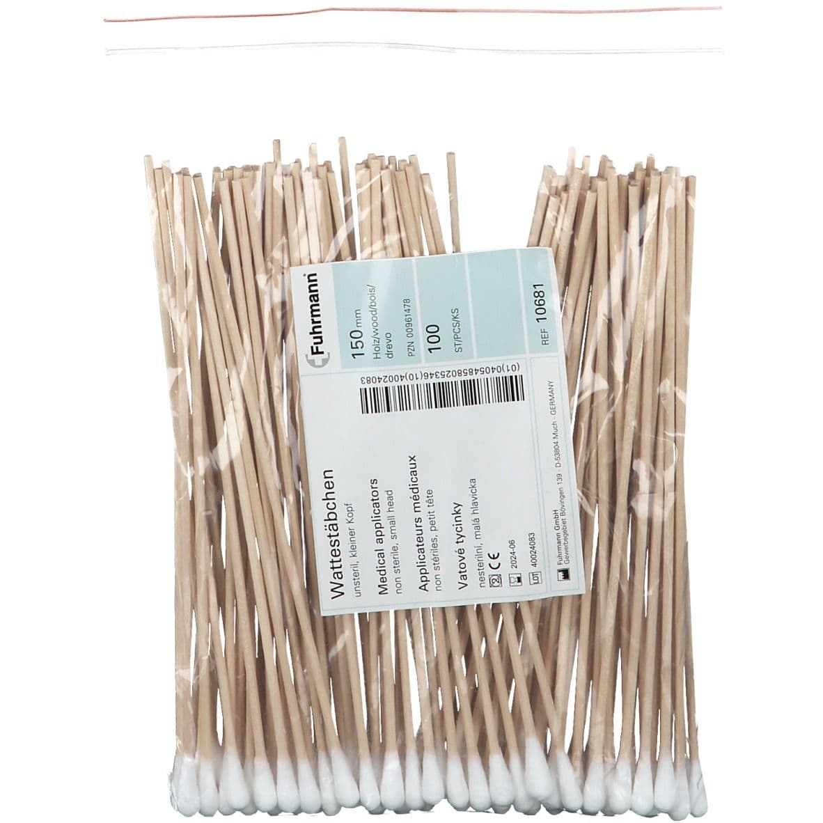 Wattestäbchen Holz kleiner Kopf 15 cm 100 St Stäbchen