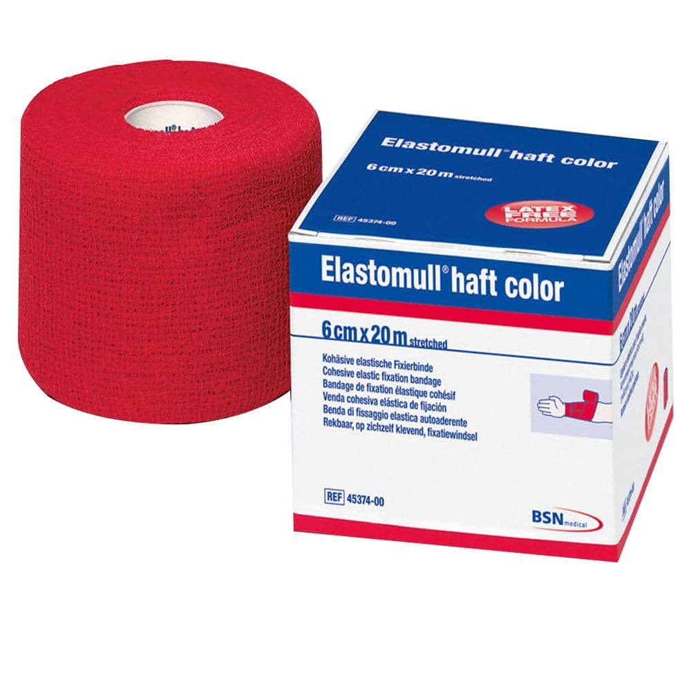 Elastomull haft color 6 cmx20 m Fixierb.rot 1 St Binden