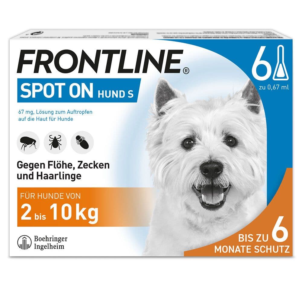 Frontline Spot on H 10 Lösung f.Hunde 6 St Einzeldosispipetten