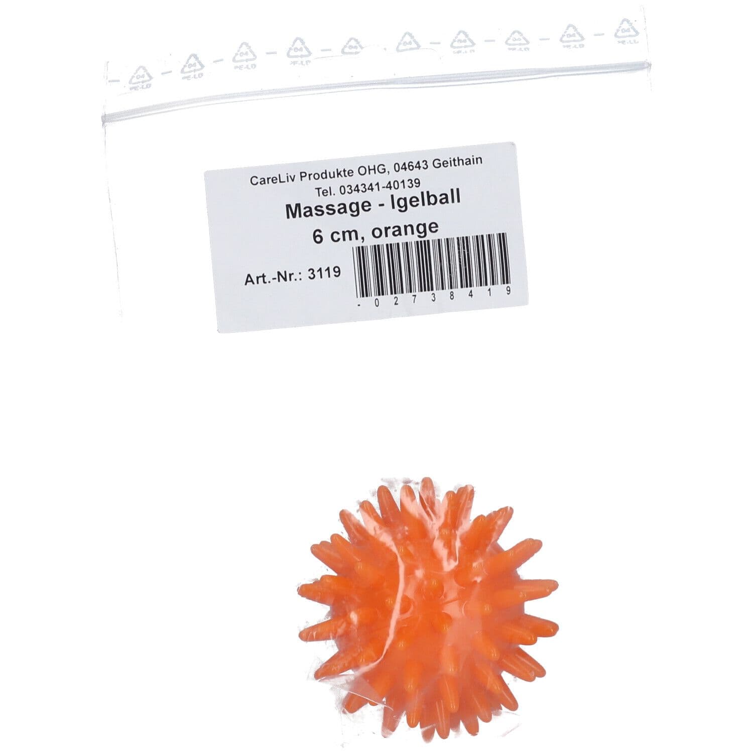 Massageball Igelball 6 cm orange 1 St Ball new