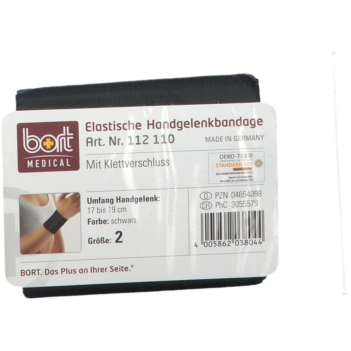 Bort Handgelenkbandage m.Klettverschl.Gr.2 schwarz 1 St Bandage(s)