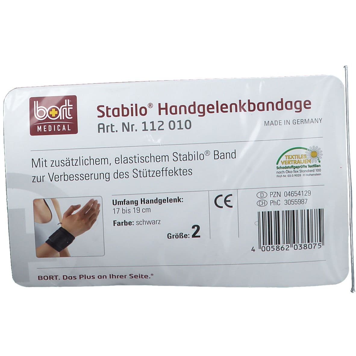 Bort Stabilo Handgelenkbandage Gr.2 schwarz 1 St Bandage(s)