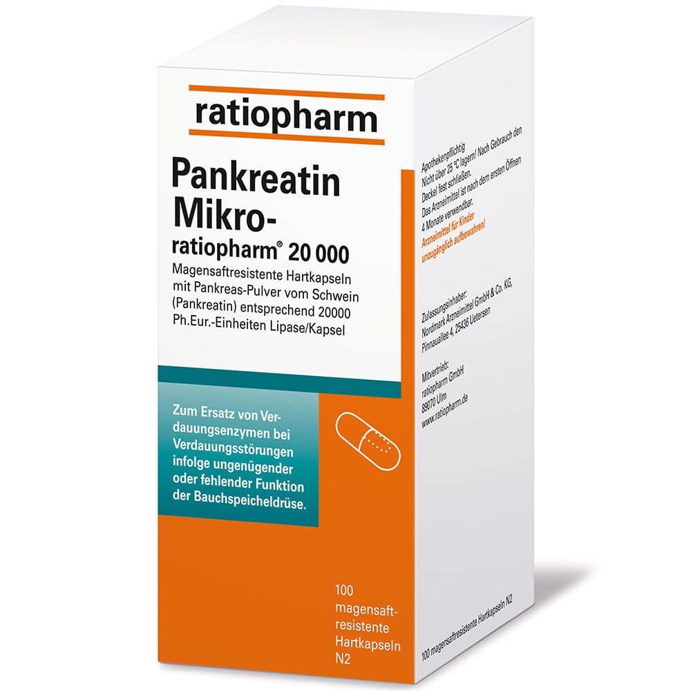 Pankreatin Mikro-ratio.20.000 magensaftr.Hartkaps. 100 St Kapseln magensaftresistent