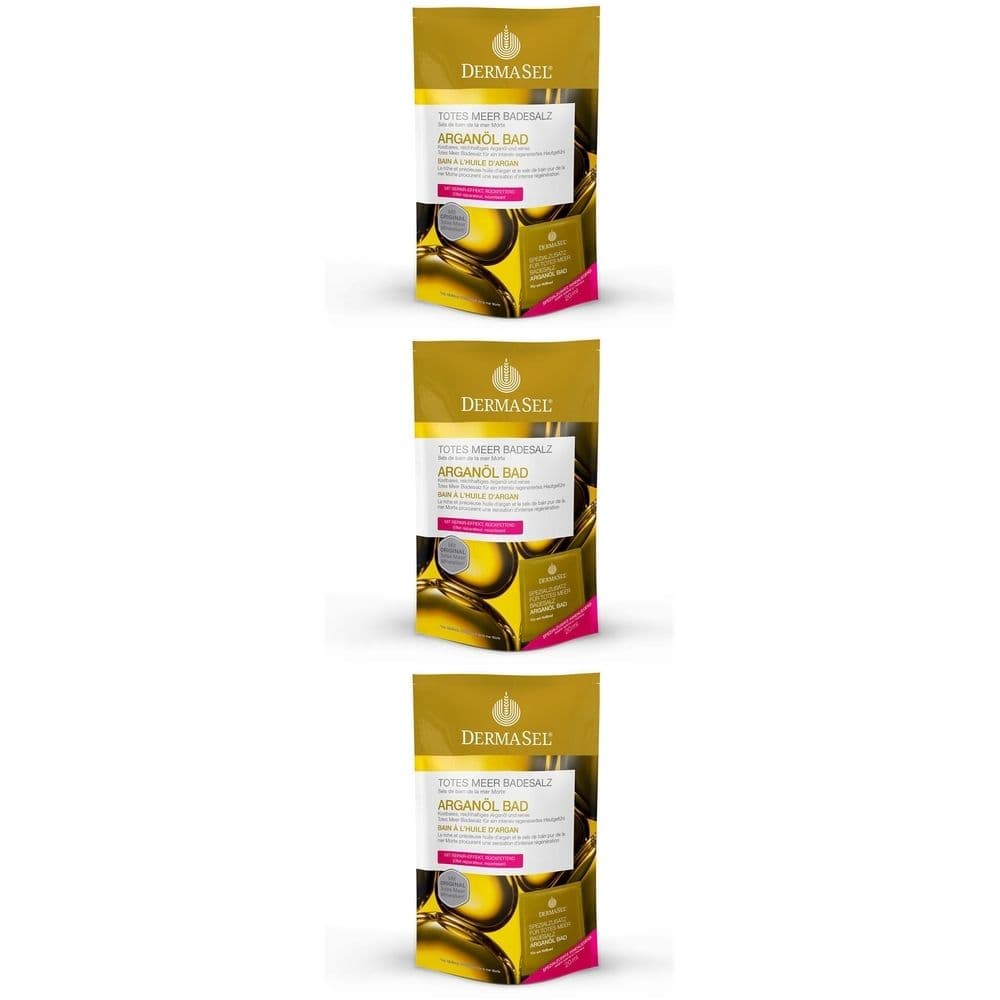 DermaSel Totes Meer Badesalz, Arganöl 3x420 g Badesalz