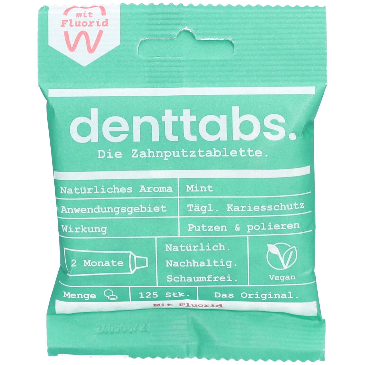 Denttabs Zahnputztabletten stevia-mint m.Fluorid 125 St Tabletten