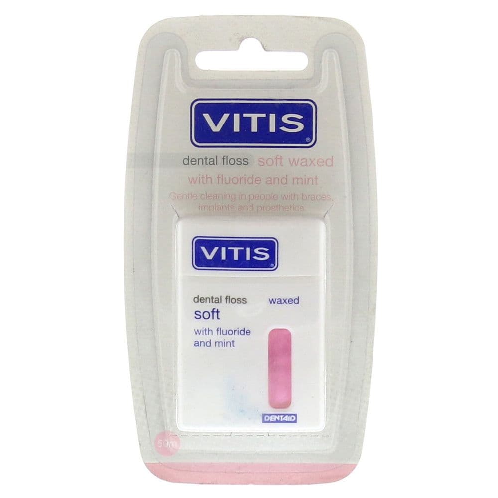 Vitis Zahnfloss gewachst mit Fluorid und Minze 1 St Zahnseide